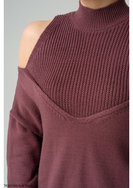 Kadın Açık Omuz Triko Kazak