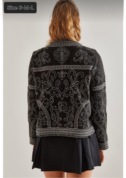 Etnik Nakışlı Siyah Ceket modelleri