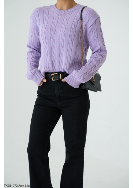 Kadın Basıc Saç Örgü Detaylı Kışlık Kazak modelleri