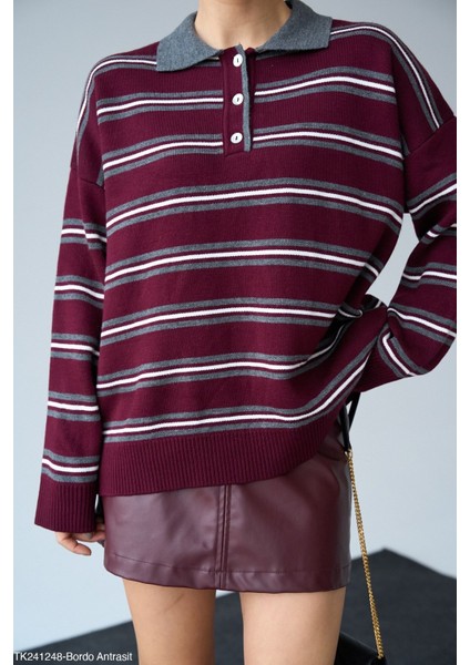 Kadın Erkek Yaka Yarım Düğmeli Triko Kazak modelleri