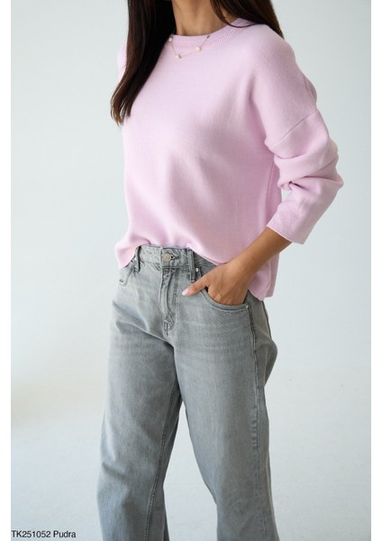 Kadın Ince Basic Bisiklet Yaka Sezonluk Triko Kazak