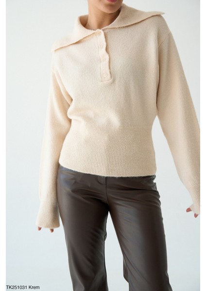 Kadın Yarım Düğmeli Basic Kışlık Trikoz Kazak fiyatları