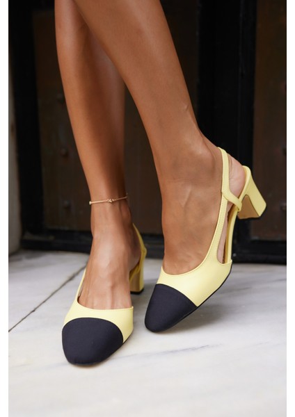 Chal Kadın Sari Kalın Topuklu Sandalet