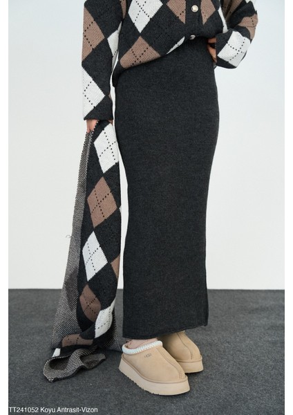 Kadın Triko Etek Kazak Ikili Takım