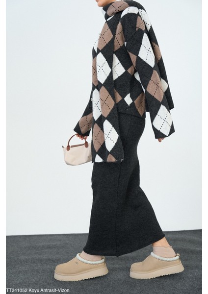 Kadın Triko Etek Kazak Ikili Takım fiyatları