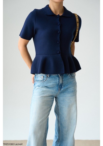 Kadın Erkek Yaka Ceket Tipi Düğmeli Kışlık Yarım Kol Hırka