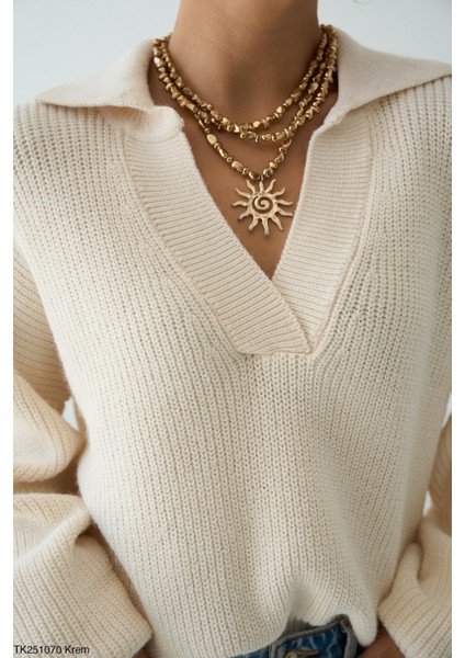 Kadın Erkek Yaka Uzun Kollu Basic Triko Kışlık Kazak fiyatları