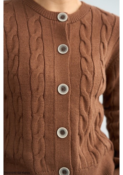 Kadın Saç Örgü Basıc Düğmeli Triko Hırka modelleri