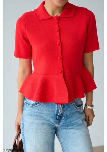 Kadın Erkek Yaka Ceket Tipi Düğmeli Kışlık Yarım Kol Hırka