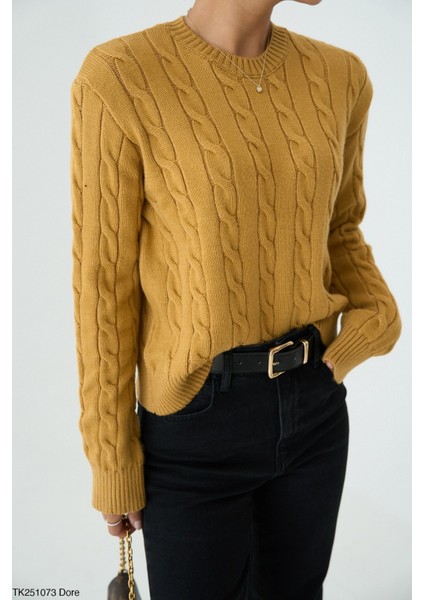 Kadın Basıc Saç Örgü Detaylı Kışlık Kazak modelleri