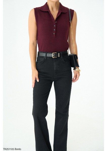 Kadın Erkek Yaka Kolsuz Yarım Düğmeli Kazak modelleri