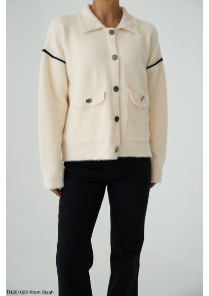 Kadın Erkek Yaka Ceket Tipi Peluş Düğmeli Kışlık Hırka modelleri