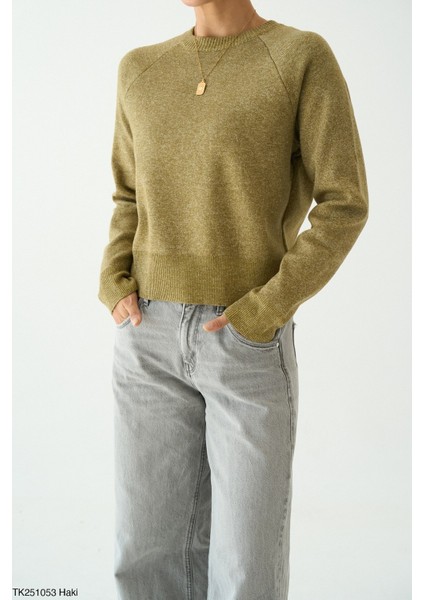 Kadın Bisiklet Yaka Basıc Regular Kesim Kazak modelleri