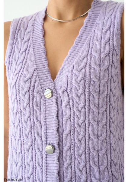 Kadın Kolsuz Düğmeli Örme Yelek