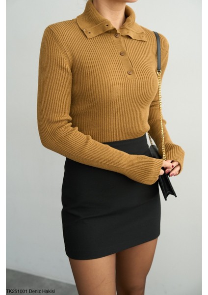 Kadın Erkek Yaka Yarım Fitilli Düğmeli Kışlık Kazak fiyatları