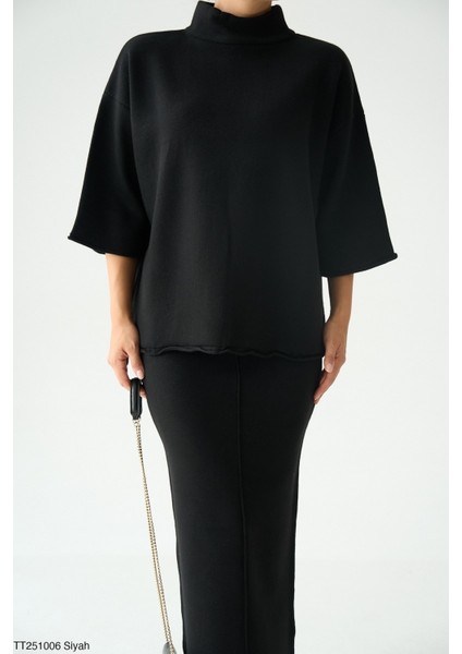 Kadın Triko Etek Kazak Ikili Takım