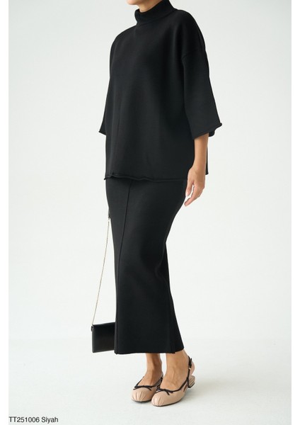 Kadın Triko Etek Kazak Ikili Takım modelleri