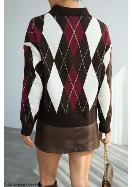 Kadın Baklava Desenli Erkek Yaka Kalın Kışlık Kazak fiyatları