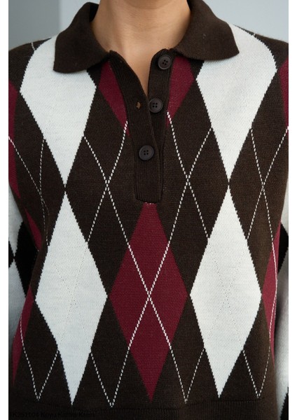 Kadın Baklava Desenli Erkek Yaka Kalın Kışlık Kazak fırsatları