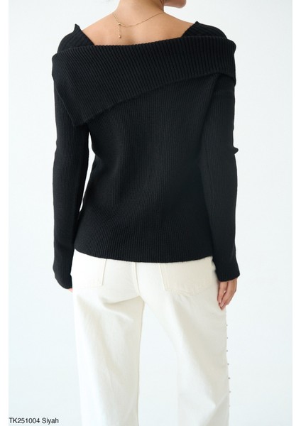 Kadın Kayık Yaka Düğmeli Basic Günlük Triko Kazak fiyatları