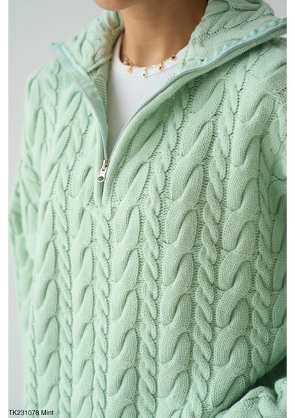 Kadın Yarım Fermuarlı Boğazlı Uzun Kol Kışlık Kazak fiyatları