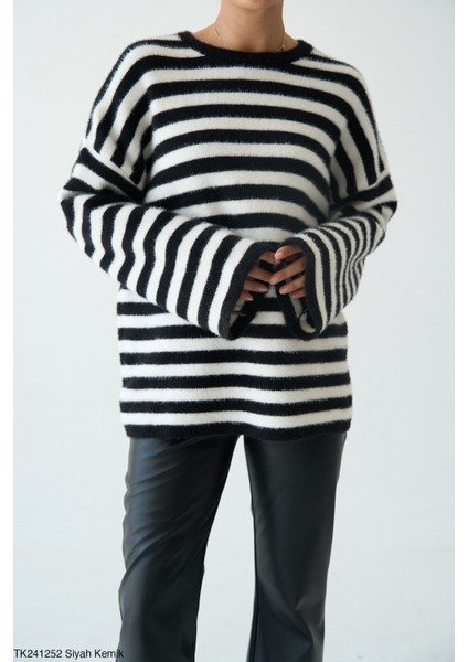 Kadın Basıc Çizgili Triko Kazak fiyatları