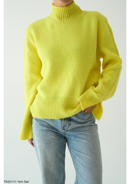 Kadın Yarm Balıkçıl Boğaz Kol Detaylı Kışlık Kazak fiyatları