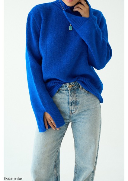 Kadın Yarm Balıkçıl Boğaz Kol Detaylı Kışlık Kazak fiyatları