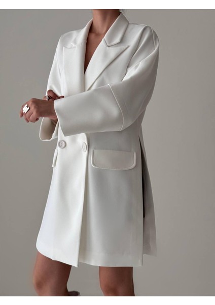 Kadın Oversize Erkek Yaka Yırtmaç Detaylı Mevsimlik Ceket fiyatları