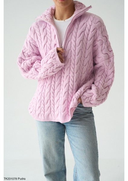 Kadın Yarım Fermuarlı Boğazlı Uzun Kol Kışlık Kazak fiyatları