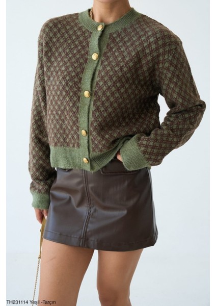 Desenli Düğmeli Triko Hırka modelleri