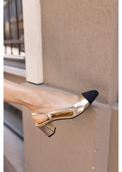 Chal Kadın Sari Kalın Topuklu Sandalet