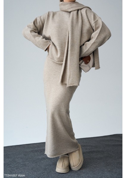 Kadın Triko Etek Kazak Ikili Takım fiyatları