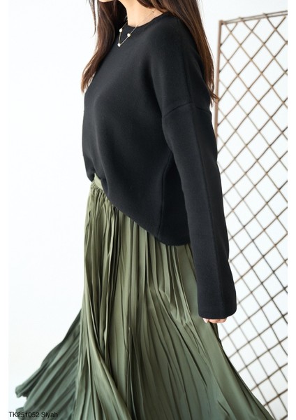 Kadın Ince Basic Bisiklet Yaka Sezonluk Triko Kazak