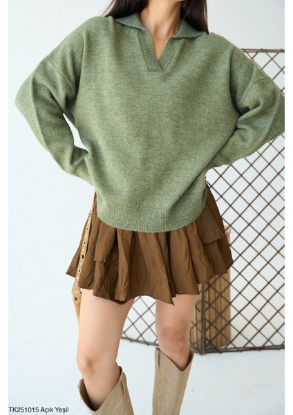 Kadın Erkek Yaka Uzun Kollu Basic Triko Kışlık Kazak modelleri