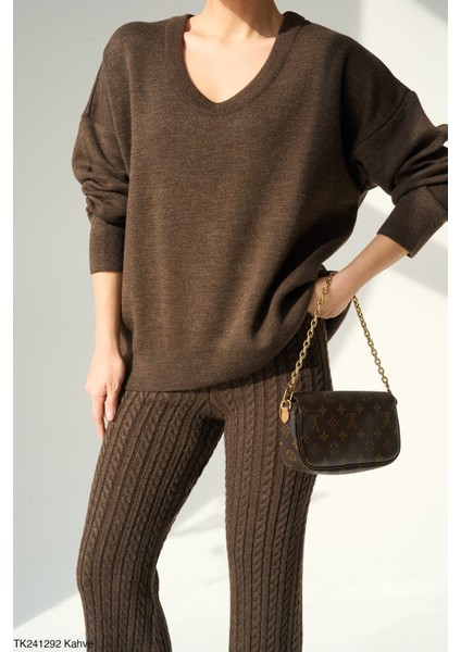 Kadın Triko Pantolon Kazak Ikili Takım modelleri