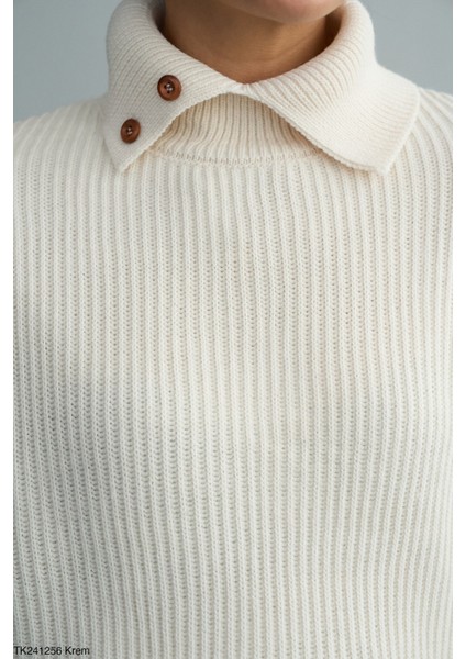 Kadın Basıc Boğazlı Fitilli Oversıze Kazak modelleri