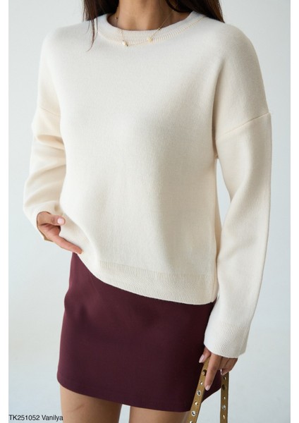 Kadın Ince Basic Bisiklet Yaka Sezonluk Triko Kazak