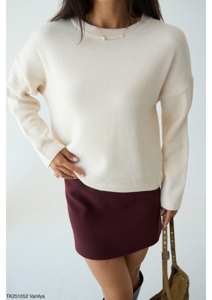 Kadın Ince Basic Bisiklet Yaka Sezonluk Triko Kazak modelleri