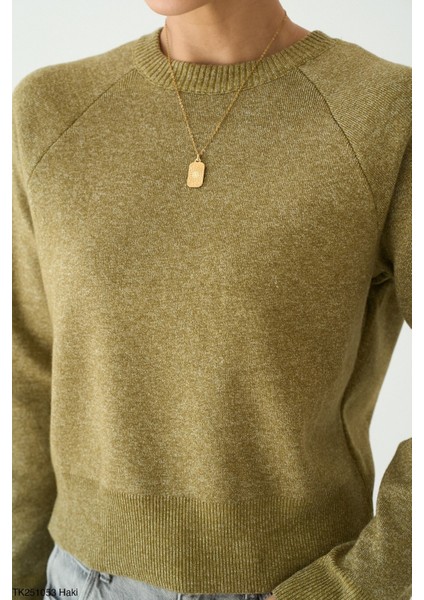 Kadın Bisiklet Yaka Basıc Regular Kesim Kazak