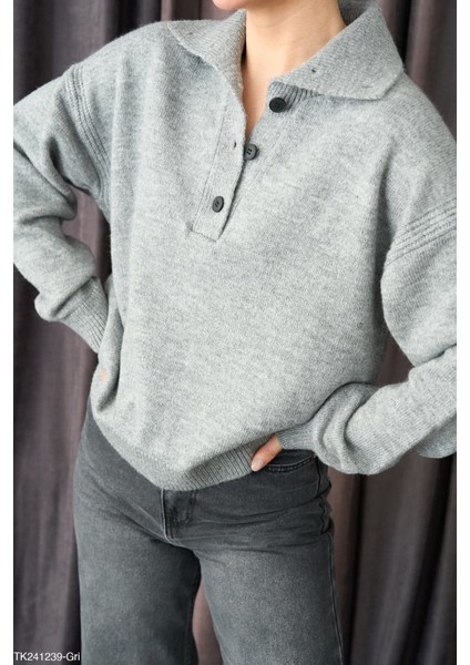 Kadın Erkek Yaka Yarım Düğmeli Kışlık Kazak fiyatları