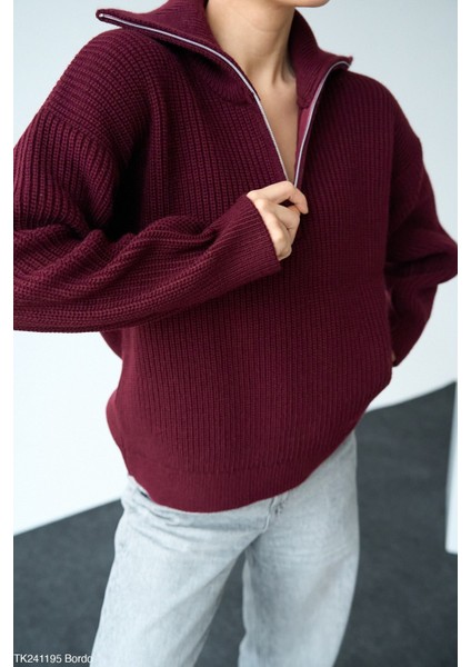 Kadın Yarım Fermuarlı Salaş Kışlık Kazak fiyatları