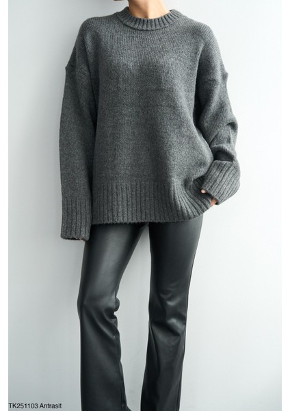 Kadın Yarım Boğaz Casual Günlük Kazak