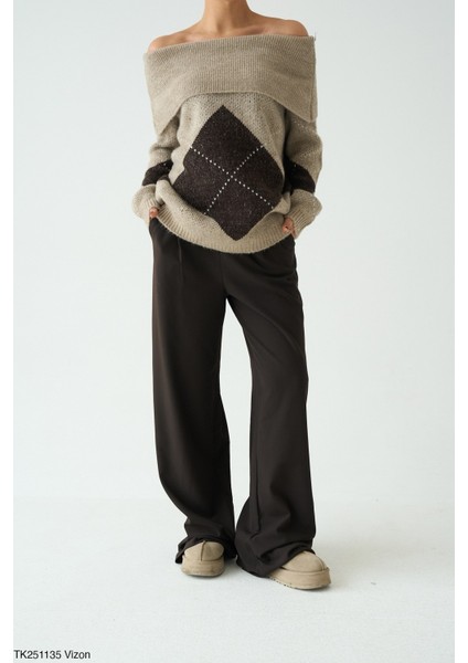 Kadın Kayık Yaka Basıc Günlük Triko Kazak modelleri