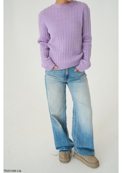 Kadın Basıc Saç Örgü Detaylı Kışlık Standart Kazak modelleri