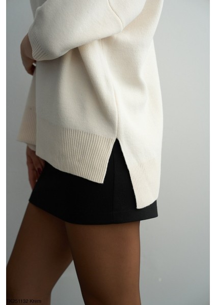 Kadın Yarım Balıkçıl Yaka Kısa Kol Kazak modelleri