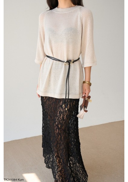 Kadın Basic Bisiklet Yaka Uzun Ince Triko Kazak modelleri