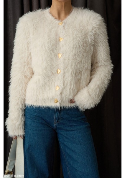 Kadın Peluş Bisiklet Yaka Düğmeli Kazak fiyatları