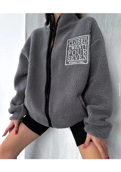 Kadın Soft Peuş Ceket Tipi Fermuarlı Hırka