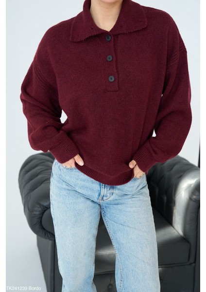 Kadın Erkek Yaka Yarım Düğmeli Kışlık Kazak fiyatları